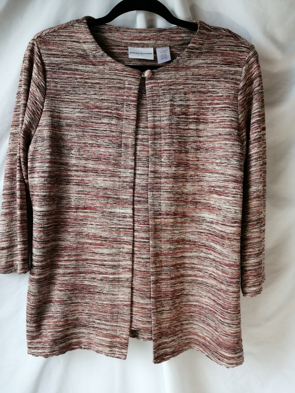 Alfred Dunner Multicolor Marled Open-Front Cardigan